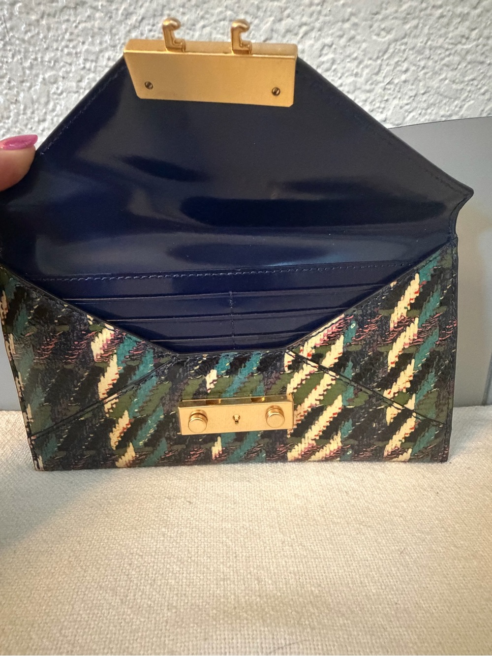 Tory Burch Multi-Color Patterned Envelope Clutch/wallet with Gold Lock - Picture 8 of 8